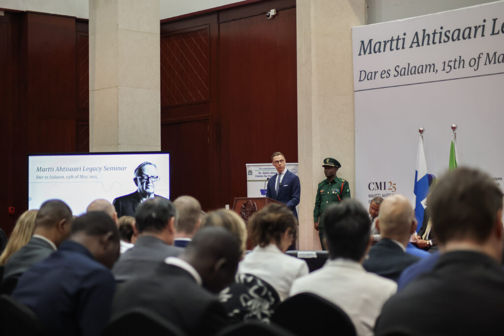 President Stubb speaks from lectern